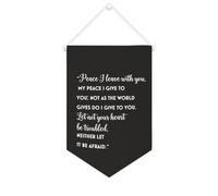 Yelolyio Drapeau mural en toile avec citation inspirante - Pennant Peace I Leave with You, My Peace I Give to You - Bannière murale à suspendre pour la maison ou le bureau - 25,4 x 38,1 cm - Cadeau de