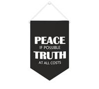 Yelolyio Drapeau mural en toile avec citation inspirante Pennant Peace If Possible, truth at All Costs Décoration murale 25,4 x 38,1 cm Bannière en toile Cadeau de pendaison de crémaillère