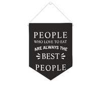 Yelolyio Drapeau mural en toile avec citation inspirante « People Who Love To Eat Are Always The Best People » - Décoration murale - 25,4 x 30,5 cm - Cadeau de pendaison de crémaillère