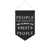 Yelolyio Drapeau mural en toile avec citation inspirante « People Who Love To Eat Are Always The Best People » - Décoration murale - 25,4 x 38,1 cm - Cadeau de pendaison de crémaillère