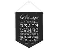 Yelolyio Drapeau mural en toile avec citation inspirante pour le salaire du péché est la mort - Bannière murale à suspendre - Décoration de maison ou de bureau - 30,5 x 40,6 cm - Cadeau de pendaison