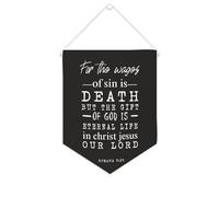 Yelolyio Drapeau mural en toile avec citation inspirante pour le salaire du péché est la mort - Bannière murale à suspendre - Décoration de maison ou de bureau - 25,4 x 30,5 cm - Cadeau de pendaison