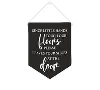 Yelolyio Drapeau mural en toile avec citation inspirante « Since Little Hands Touch Our Floors » - Décoration murale - 25,4 x 30,5 cm - Cadeau de pendaison de crémaillère