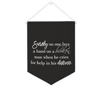Yelolyio Drapeau mural en toile avec citation inspirante « Surely No One Lays A Hand on A Broken Man » - Bannière murale à suspendre - 30,5 x 40,6 cm - Cadeau de pendaison de crémaillère