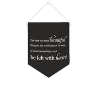 Yelolyio Drapeau mural en toile avec citation inspirante « The Best And Most Beautiful Things in The World » - Bannière à suspendre - Décoration de maison ou de bureau - 25,4 x 30,5 cm - Cadeau de