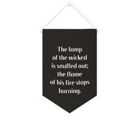 Yelolyio Drapeau mural en toile avec citation inspirante « The Lamp of The Wicked Is Snuffed Out » - Bannière murale à suspendre - Décoration de maison ou de bureau - 25,4 x 38,1 cm - Cadeau de
