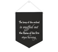 Yelolyio Drapeau mural en toile avec citation inspirante « The Lamp of The Wicked Is Snuffed Out ; The Flame of His Fire Stops Burning » - Bannière murale à suspendre pour la maison et le bureau