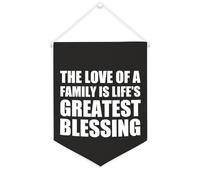 Yelolyio Drapeau mural en toile avec citation inspirante « The Love of A Family Is Life's Greatest Blessing » - Bannière murale à suspendre pour la maison et le bureau - 30,5 x 40,6 cm - Cadeau de