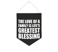 Yelolyio Drapeau mural en toile avec citation inspirante « The Love of A Family Is Life's Greatest Blessing » - Bannière murale à suspendre - 25,4 x 30,5 cm - Cadeau de pendaison de crémaillère