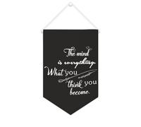 Yelolyio Drapeau mural en toile avec citation inspirante « The Mind Is Everything What You Think You Become ». Bannière murale à suspendre pour la maison ou le bureau - 25,4 x 38,1 cm - Cadeau de