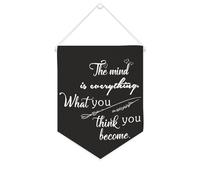 Yelolyio Drapeau mural en toile avec citation inspirante « The Mind Is Everything What You Think You Become ». Bannière murale à suspendre pour décoration de maison ou de bureau 25,4 x 30,5 cm