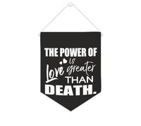 Yelolyio Drapeau mural en toile avec citation inspirante « The Power of Love Is Greater Than Death » - Bannière murale à suspendre - 25,4 x 30,5 cm - Cadeau de pendaison de crémaillère