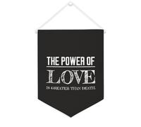 Yelolyio Drapeau mural en toile avec citation inspirante The Power of Love Is Greater Than Death Décoration murale 30,5 x 40,6 cm Bannière en toile Cadeau de pendaison de crémaillère