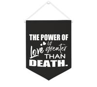 Yelolyio Drapeau mural en toile avec citation inspirante The Power of Love Is Greater Than Death Décoration murale 30,5 x 40,6 cm Bannière en toile Cadeau de pendaison de crémaillère
