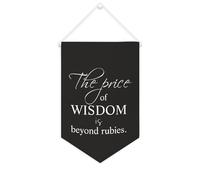 Yelolyio Drapeau mural en toile avec citation inspirante The Price of Wisdom Is beyond Rubies - Bannière murale à suspendre - 25,4 x 38,1 cm - Cadeau de pendaison de crémaillère