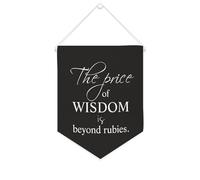 Yelolyio Drapeau mural en toile avec citation inspirante The Price of Wisdom Is beyond Rubies - Bannière murale à suspendre - 25,4 x 30,5 cm - Cadeau de pendaison de crémaillère