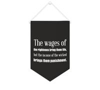 Yelolyio Drapeau mural en toile avec citation inspirante « The Wages of The Righteous Bring Them Life » - Bannière murale à suspendre - 25,4 x 38,1 cm - Cadeau de pendaison de crémaillère