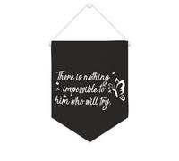 Yelolyio Drapeau mural en toile avec citation inspirante « There Is Nothing Impossible to Him Who Will Try » - Décoration murale - 25,4 x 30,5 cm - Cadeau de pendaison de crémaillère