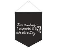 Yelolyio Drapeau mural en toile avec citation inspirante « There Is Nothing Impossible to Him Who Will Try » - Décoration murale - 30,5 x 40,6 cm - Cadeau de pendaison de crémaillère