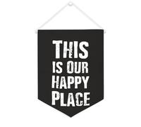 Yelolyio Drapeau mural en toile avec citation inspirante « This Is Our Happy Place » - Décoration murale pour la maison et le bureau - 30,5 x 40,6 cm - Cadeau de pendaison de crémaillère