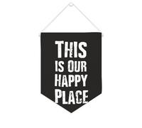 Yelolyio Drapeau mural en toile avec citation inspirante « This Is Our Happy Place » - Décoration murale pour la maison et le bureau - 25,4 x 30,5 cm - Cadeau de pendaison de crémaillère