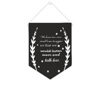 Yelolyio Drapeau mural en toile avec citation inspirante « We Have Two Ears And One Tongue » - Décoration murale pour la maison et le bureau - 25,4 x 30,5 cm - Cadeau de pendaison de crémaillère