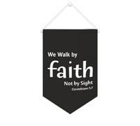 Yelolyio Drapeau mural en toile avec citation inspirante « We Walk by Faith Not by Sight » Corinthians 5:7 - Bannière murale à suspendre - Décoration d'intérieur ou de bureau - 25,4 x 38,1 cm - Cadeau