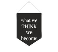 Yelolyio Drapeau mural en toile avec citation inspirante « What We Think,we Become » - Décoration murale - 25,4 x 30,5 cm - Cadeau de pendaison de crémaillère