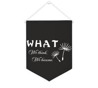 Yelolyio Drapeau mural en toile avec citation inspirante « What We Think, We Become » - Décoration murale - 30,5 x 40,6 cm - Cadeau de pendaison de crémaillère