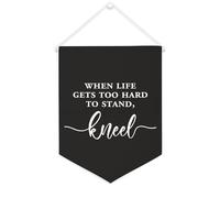Yelolyio Drapeau mural en toile avec citation inspirante « When Life Gets Too Hard to Stand » - Décoration murale à suspendre - 30,5 x 40,6 cm - Cadeau de pendaison de crémaillère