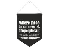 Yelolyio Drapeau mural en toile avec citation inspirante « Where There Is No Counselthe People Fall » - Décoration murale - 25,4 x 30,5 cm - Cadeau de pendaison de crémaillère