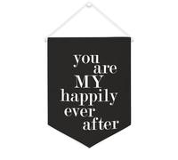 Yelolyio Drapeau mural en toile avec citation inspirante « You Are My Happily Ever after » - Décoration murale - 30,5 x 40,6 cm - Cadeau de pendaison de crémaillère