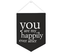 Yelolyio Drapeau mural en toile avec citation inspirante « You Are My Happily Ever after » - Décoration murale - 30,5 x 40,6 cm - Cadeau de pendaison de crémaillère