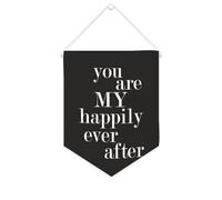 Yelolyio Drapeau mural en toile avec citation inspirante « You Are My Happily Ever after » - Décoration murale - 25,4 x 30,5 cm - Cadeau de pendaison de crémaillère