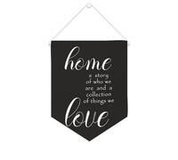 Yelolyio Home A Story of Who We Are And A Collection of Things We Love Bannière en toile 25,4 x 30,5 cm à suspendre au mur Décoration murale pour chambre à coucher, chambre d'enfant, décoration
