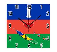 Yelolyio Horloge murale carrée avec drapeau de la Nouvelle-Calédonie - 25 cm - Fonctionnement à piles - Sans tic-tac - Décoration d'intérieur moderne pour cuisine, salon, chambre à coucher, bureau