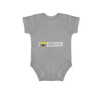 Yelolyio I Love Ecuador Body pour bébé une pièce unisexe à manches courtes en coton avec drapeau de l'Équateur, cadeau de naissance, 3 mois, noir, gris, 12 mois