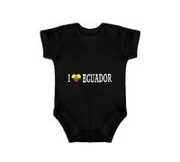 Yelolyio I Love Ecuador Body pour bébé une pièce unisexe à manches courtes en coton avec drapeau de l'Équateur, cadeau de naissance, 3 mois, noir, Noir , 12 mois