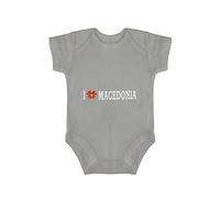 Yelolyio I Love Macedonia Body pour bébé une pièce unisexe à manches courtes en coton avec drapeau de la Macédoine, cadeau de naissance, 3 mois, noir, gris, 9 mois