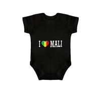 Yelolyio I Love Mali Body en coton pour bébé - Barboteuse une pièce avec drapeau du Mali - Noir - 3 mois, Noir , 9 mois