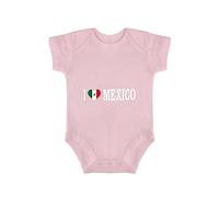 Yelolyio I Love Mexico Body pour bébé une pièce unisexe à manches courtes en coton avec drapeau du Mexique Cadeau de naissance Noir 3 mois, rose, 6 mois