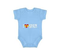 Yelolyio I Love Spain Body pour bébé une pièce unisexe à manches courtes en coton avec drapeau de l'Espagne, cadeau de nouveau-né, 3 mois, noir, bleu, 6 mois