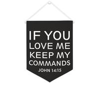 Yelolyio If You Love Me, Keep My Commands.John 14 : 15 Bannière en toile 30,5 x 40,6 cm à suspendre au mur pour chambre à coucher, chambre d'enfant, décoration d'intérieur