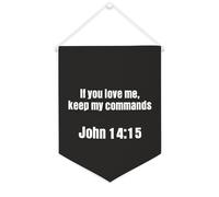 Yelolyio If You Love Me, Keep My Commands.John 14 : 15 Bannière en toile à suspendre au mur avec fanion, bannière murale décorative pour salon, chambre à coucher, bureau, cadeaux de vacances 30,5 x