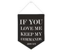 Yelolyio If You Love Me, Keep My Commands.John 14 : 15 Bannière en toile de 25,4 x 30,5 cm à suspendre au mur pour décoration murale pour chambre à coucher, chambre d'enfant, décoration d'intérieur