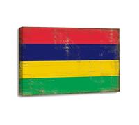 Yelolyio Impression murale sur toile du drapeau de l'île Maurice pour chambre à coucher, salon, décoration murale, affiches, œuvre d'art, nouvelle maison, bureau, école, 20 x 30 cm