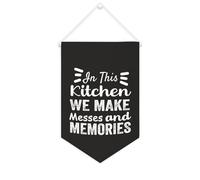 Yelolyio In This Kitchen We Make Messes And Memories Bannière en toile 25,4 x 38,1 cm à suspendre au mur de motivation Décoration murale pour chambre à coucher, chambre d'enfant, décoration