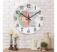 Yelolyio It's In My DNA Horloge murale ronde silencieuse avec motif drapeau du Portugal 25,4 cm Facile à lire Décoration d'intérieur moderne pour salon, salle à manger, chambre à coucher