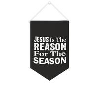Yelolyio Jesus Is The Reason For The Season Bannière en toile à suspendre au mur - Bannière murale décorative pour salon, chambre à coucher, bureau, cadeaux de vacances - 25,4 x 38,1 cm
