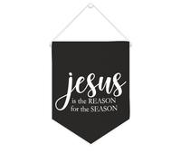 Yelolyio Jesus Is The Reason For The Season Bannière en toile à suspendre murale inspirante pour salon, chambre à coucher, bureau, cadeaux de vacances 25,4 x 30,5 cm